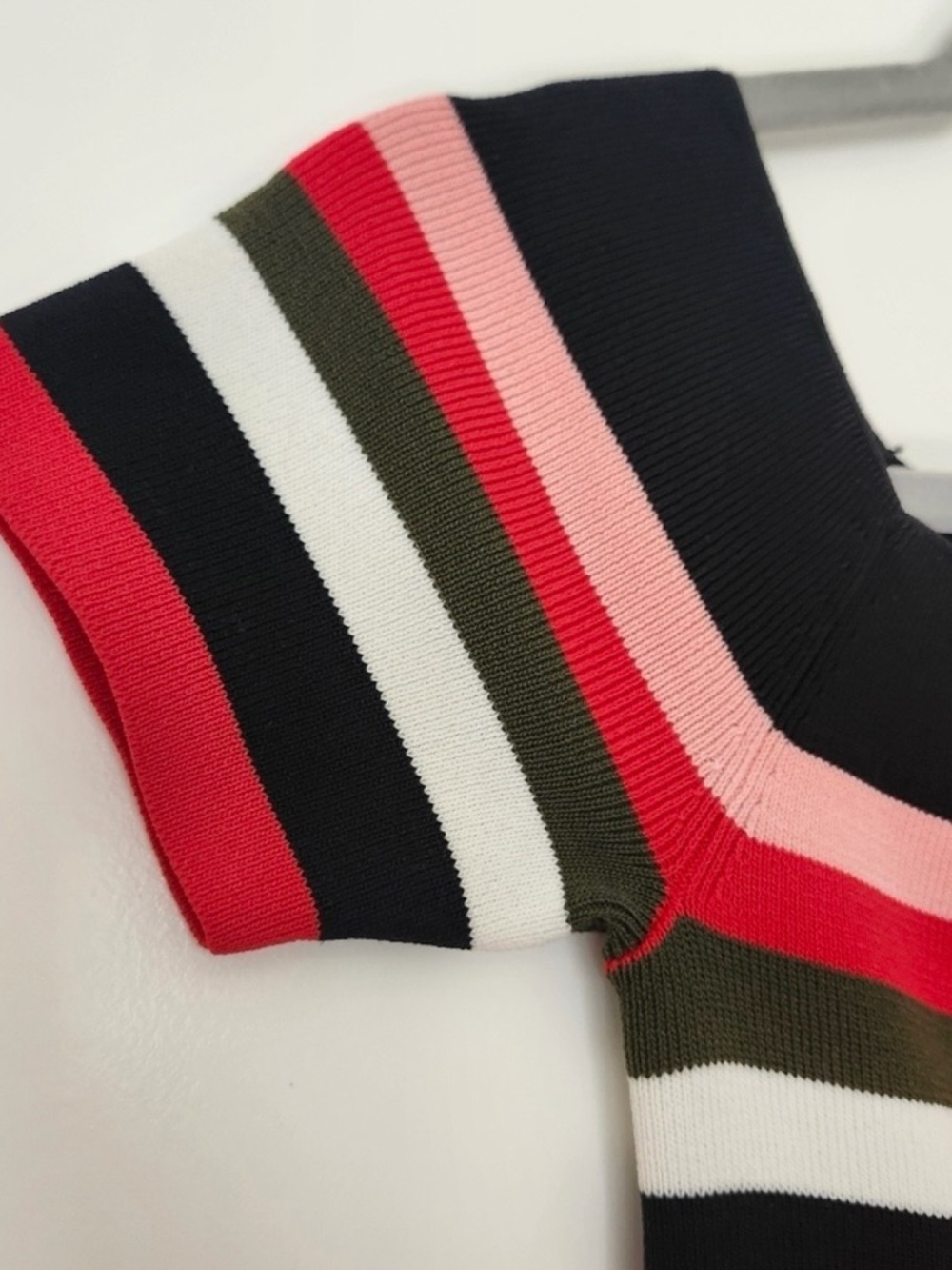 Scripted Striped Off The Shoulder Sweater Crop Top Medium - Picture 5 of 7